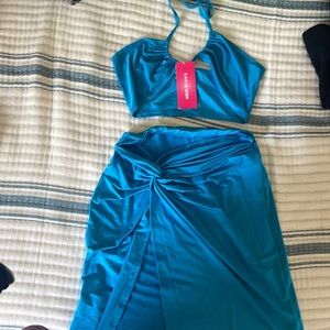Two piece blue medium set brand new shein